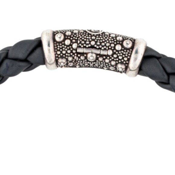 DAVID YURMAN STERLING SILVER 925  LEATHER BRAIDED BRACELET - Picture 8 of 10